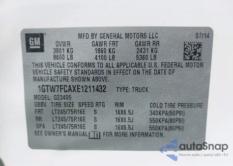 2014 GMC Savana 2500 Work Van from USA, damaged, VIN 1GTW7FCAXE1211432